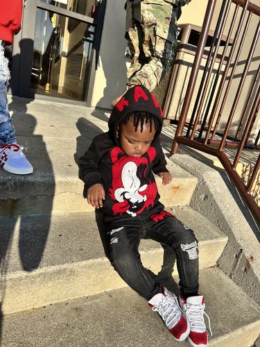 Customer photo review of Kids RAW Nights Red Chenille Hoodie - Red