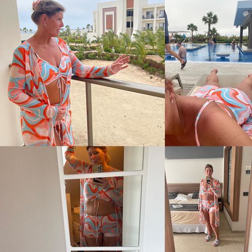 Customer photo review of Dreiteiliger bedruckter Bikini-Badeanzug