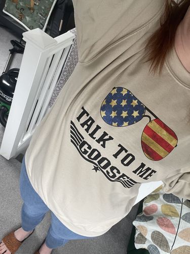 Customer photo review of Top Gun Talk To Me Goose Sweatshirt