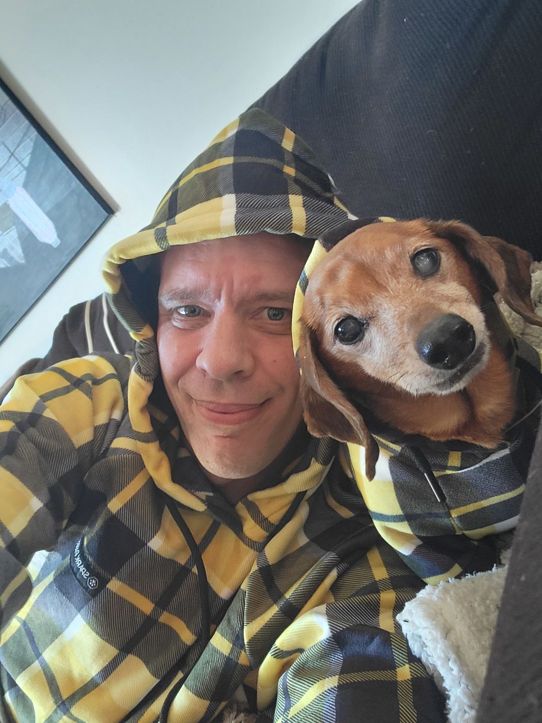 Customer photo review of Yellow Plaid Human Hoodie