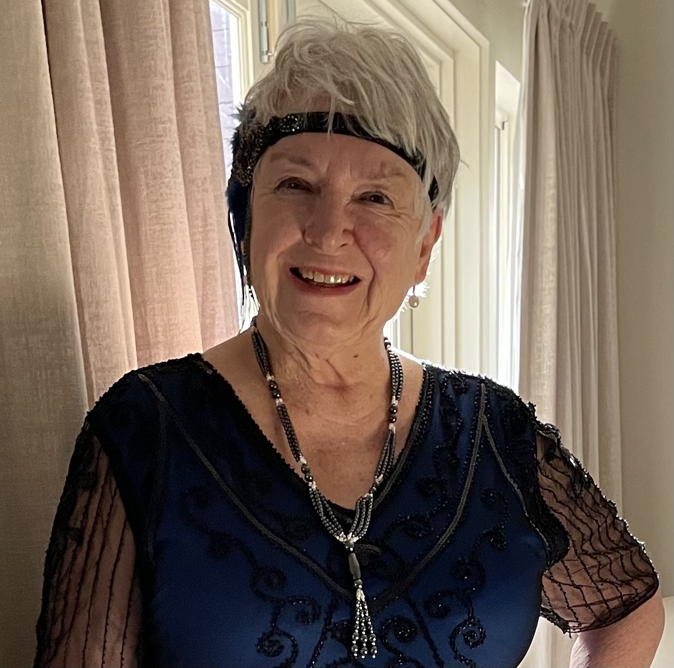Customer photo review of 1920s Deco & Blue Feather Flapper Headpiece