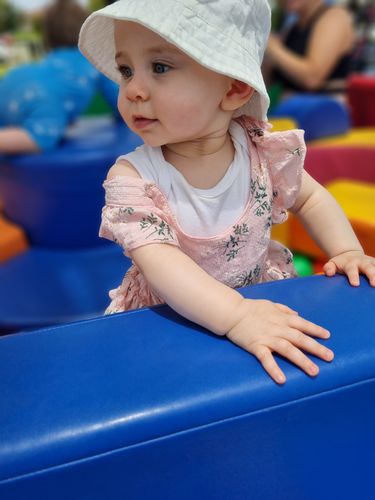 Customer photo review of Abbie Floral Romper - Pink