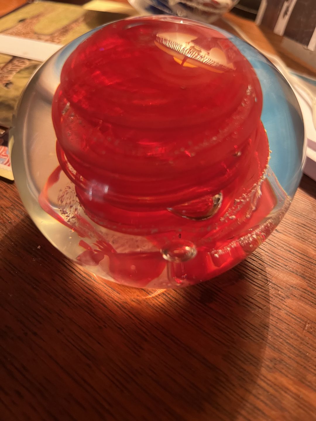 Customer photo review of Swirl Paperweight with Cremation Ash