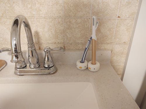 Customer photo review of Mini Benson The Duck Ceramics Handmade Couple Toothbrush Holder Stand