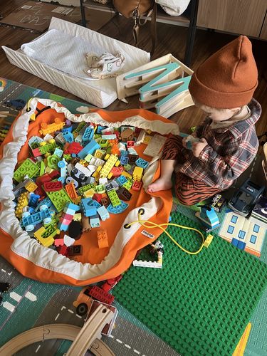 Customer photo review of Large Toy Storage Bag - Tangerine (Canvas)