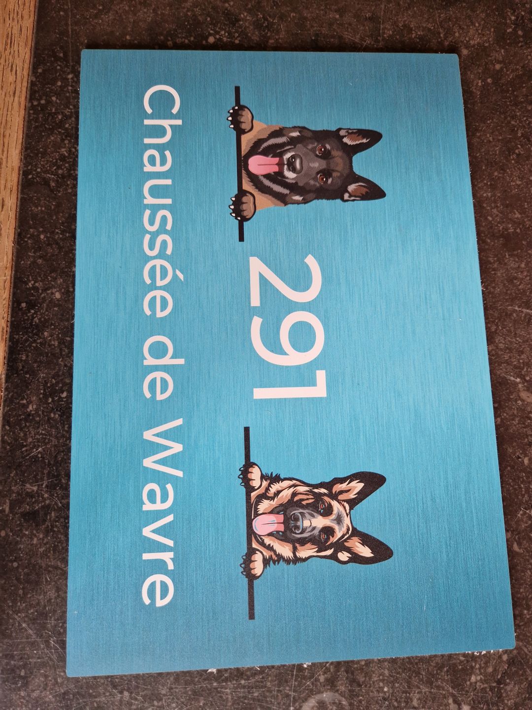 Customer photo review of Chiens curieux et numéro de maison - Plaque de porte personnalisée