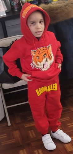 Customer photo review of Kids Rawballer Chenille Hoodie and Jogger Set