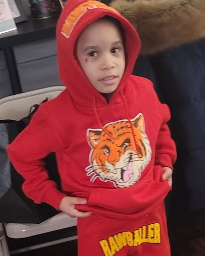 Customer photo review of Kids Rawyalty Tiger Chenille Hoodie
