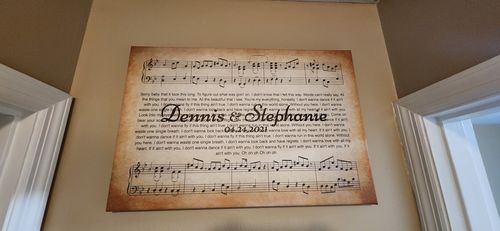 Customer photo review of Song Lyrics On Canvas Custom Wall Art