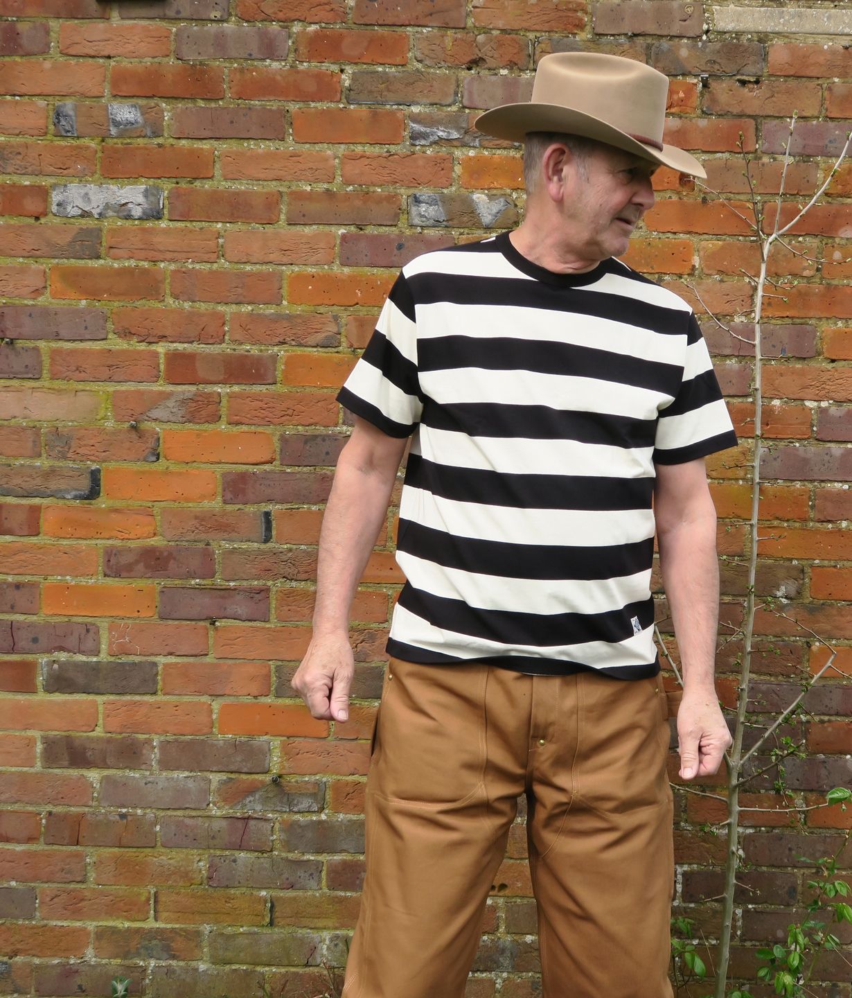 Customer photo review of Heavyweight Cotton Wide Striped T-Shirt - Black/White