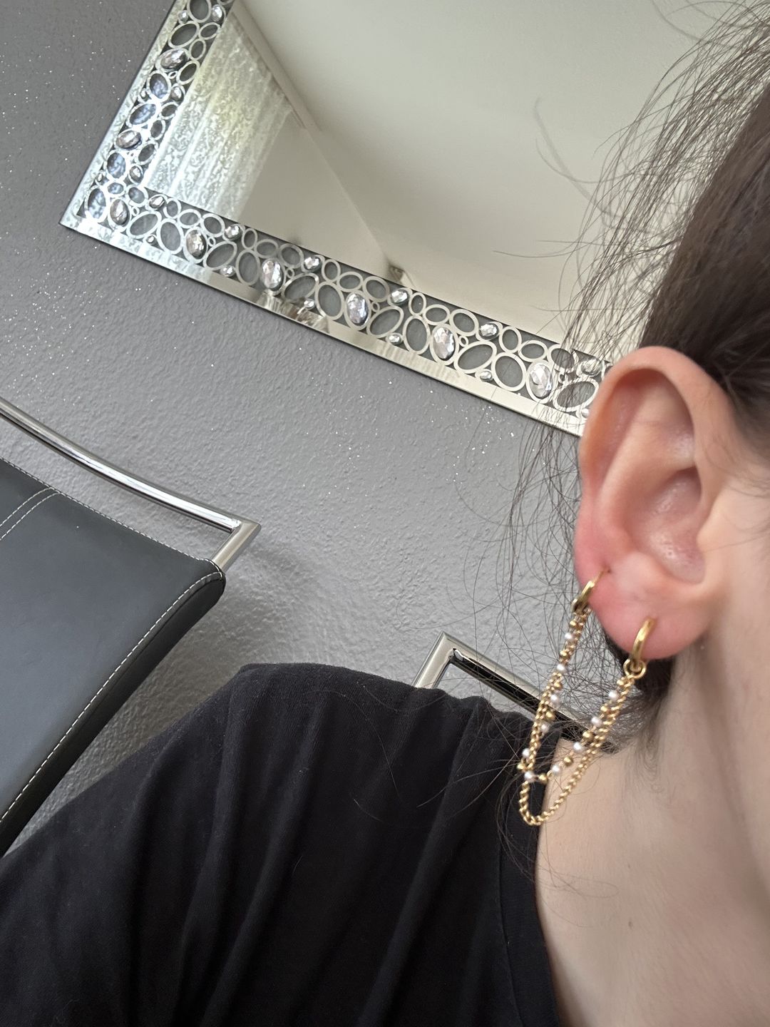 Customer photo review of Pearl Chain Ohrringe | 18K vergoldet
