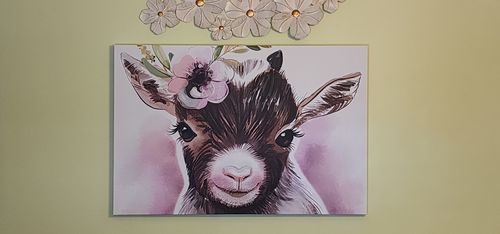 Customer photo review of Flower Crown Baby Goat Canvas Wall Art