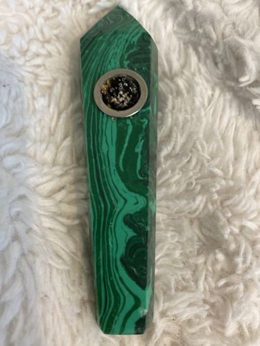 Customer photo review of Malachite Stone Quartz Pipe