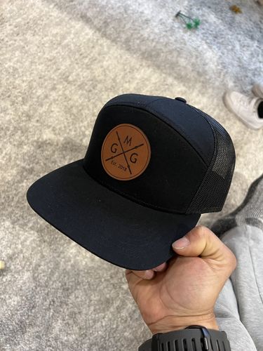 Customer photo review of Flat Bill Seven-Panel Leather Patch Hat - Richardson 168