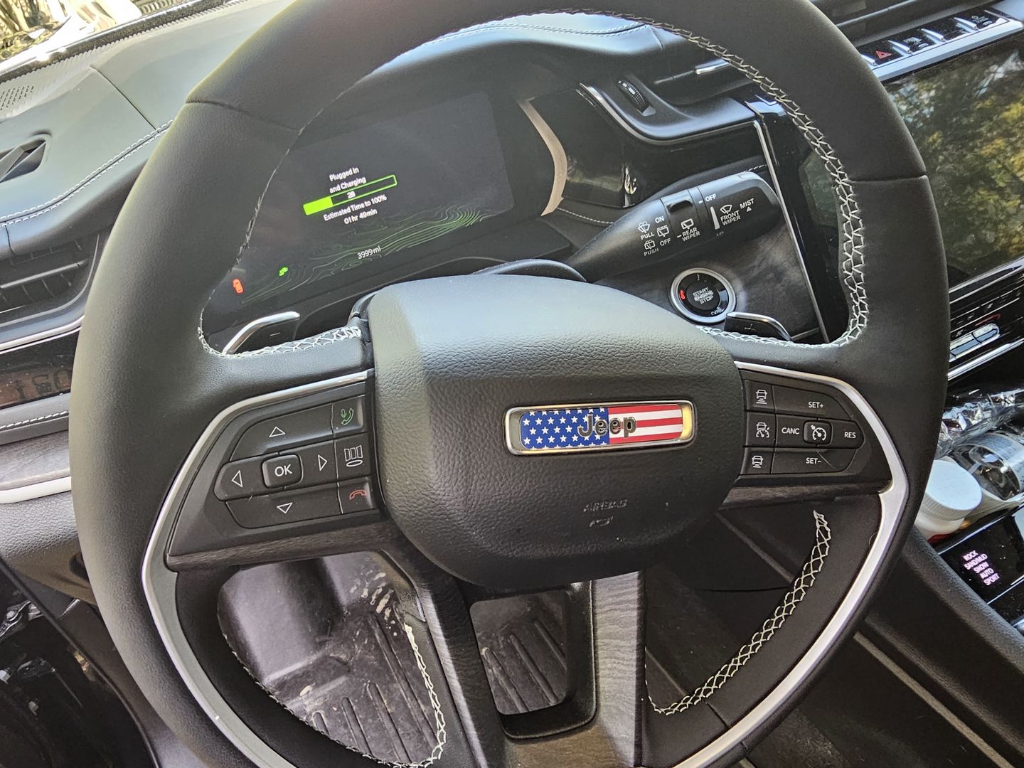 Customer photo review of American Flag Steering Wheel Decal for Jeep