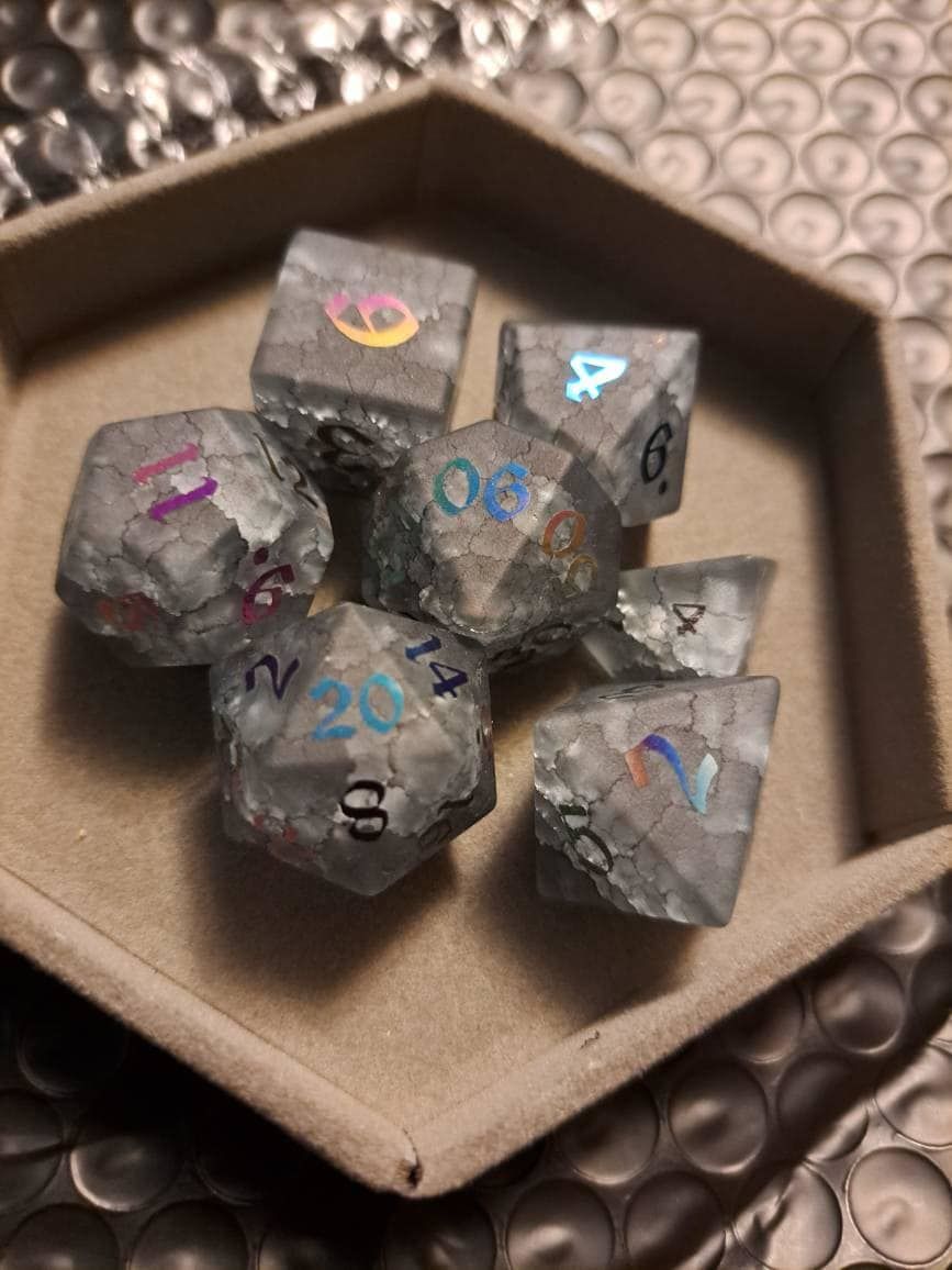 Customer photo review of Black Inked Lightning Glass Cracked Glass (And Box) Polyhedral Dice DND Set - RPG Game DND
