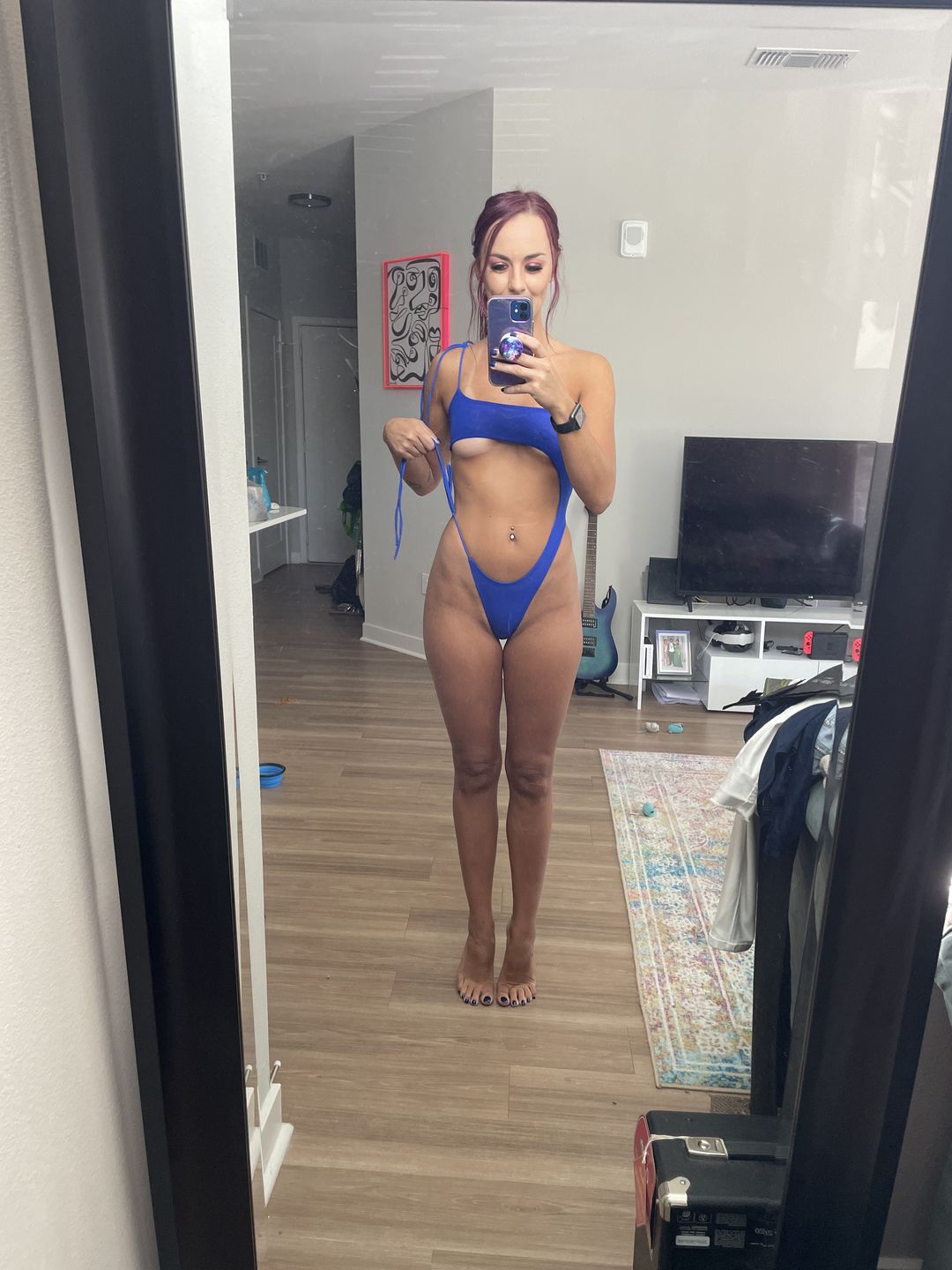 Customer photo review of Naomi One Piece Mesh Swimsuit - Cobalt