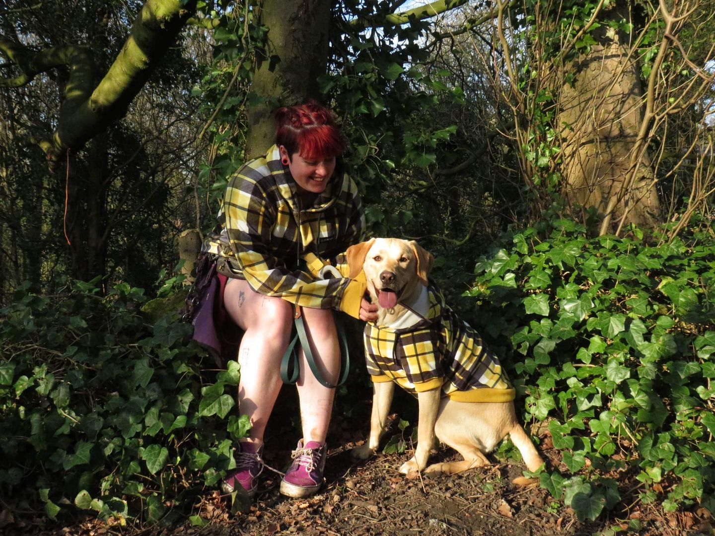 Customer photo review of Yellow Plaid Human Hoodie
