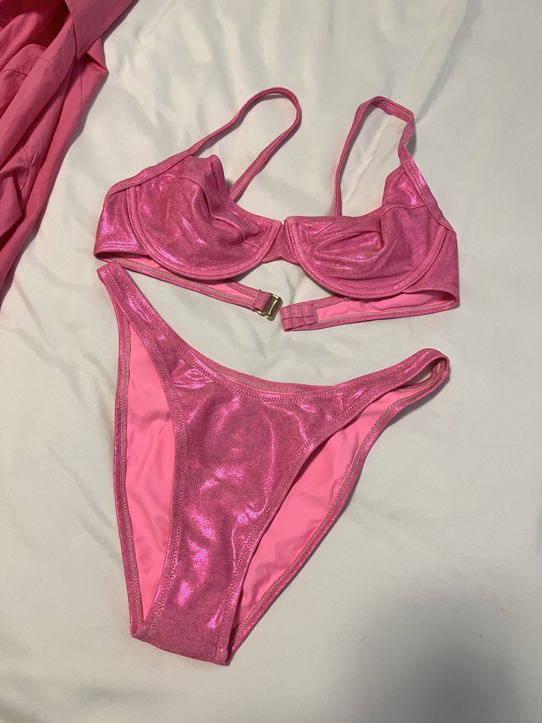 Customer photo review of Nova Underwire Bra Top - Pink Metallic