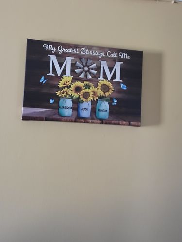 Customer photo review of My Greatest Blessings Call Me Mom Custom Names Canvas