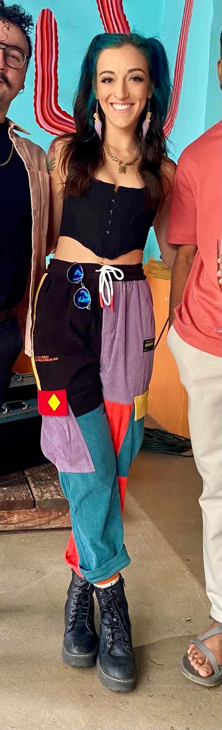 Customer photo review of Aelfric Eden "Back to 90's" Patchwork Color Block Corduroy Pants