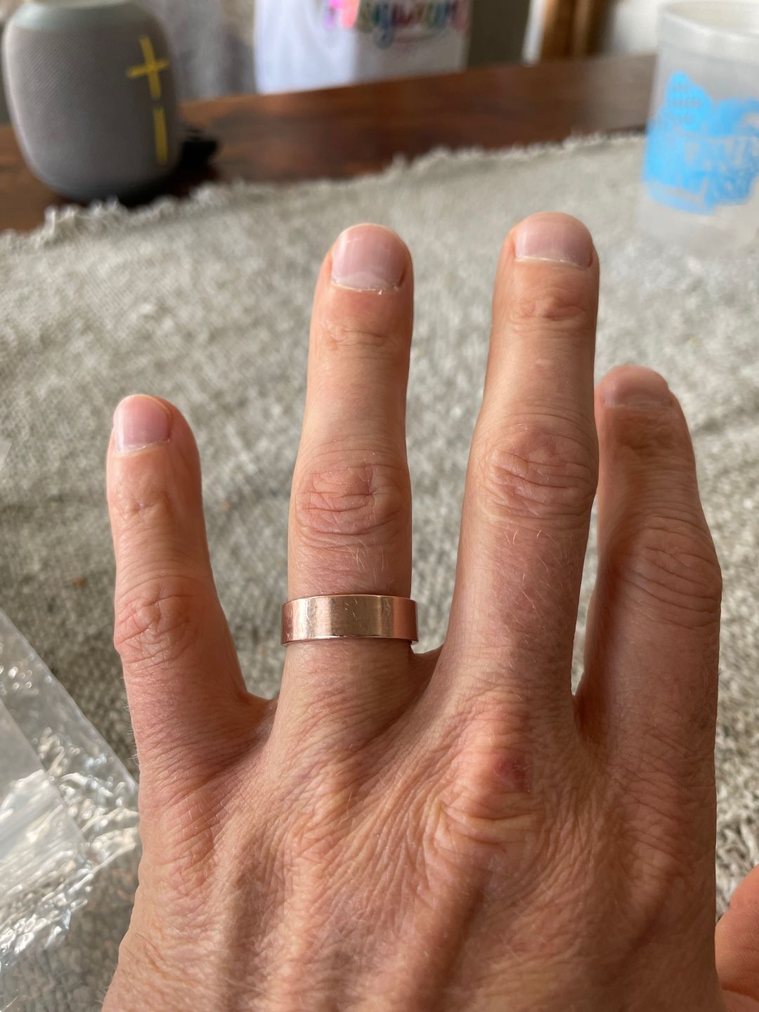 Customer photo review of 14kt Yellow 6x1mm Flat Band - Matte Finish