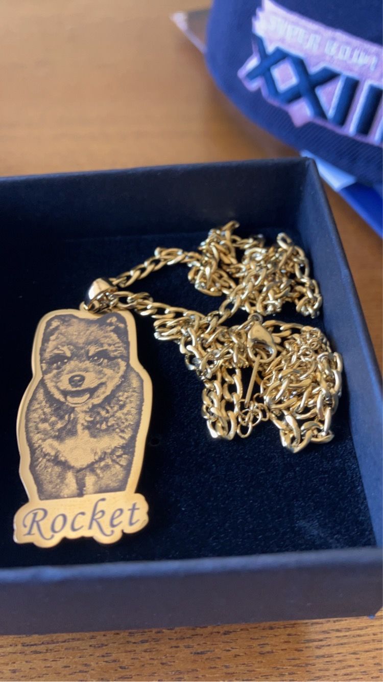 Customer photo review of Custom Photo Engraved Pet Necklace