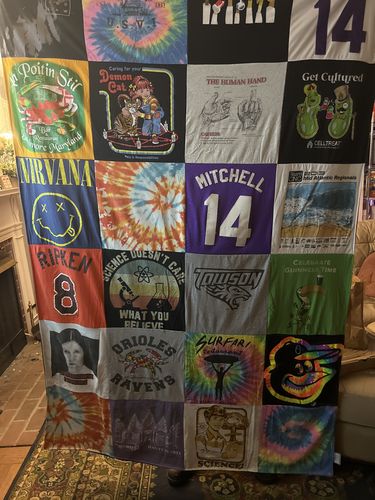 T-shirt quilt featuring baltimore ravens, baltimore orioles by Sarah from MD