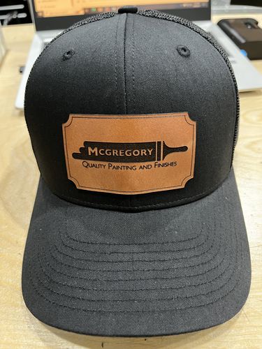 Customer photo review of Custom Leather Patch Trucker Hat - Richardson 112