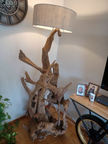Customer photo review of Standlampe Teak Wurzel RIAZ  | inkl. Lampenschirm