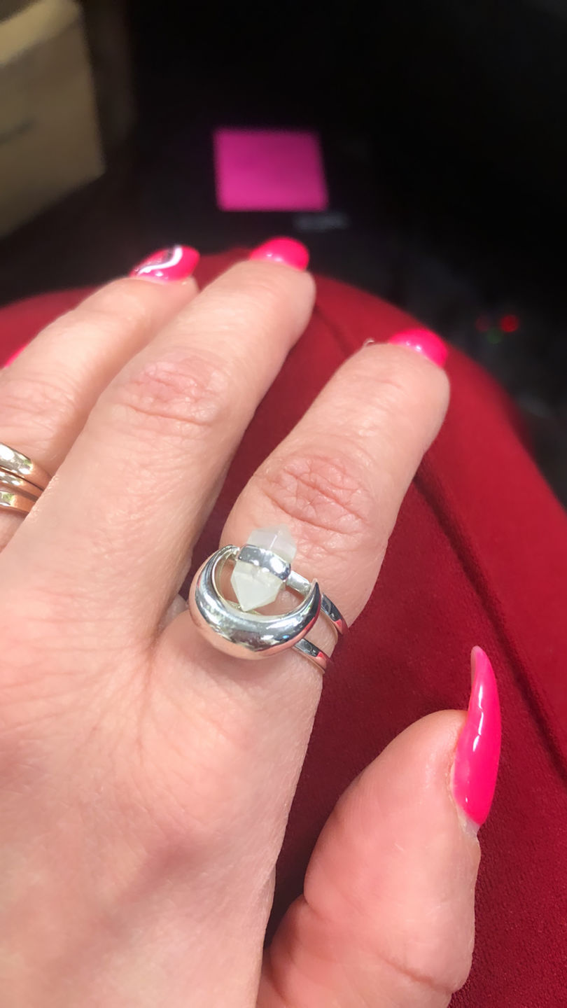 Customer photo review of Healing Crystal Point Moonstone Moon Ring Sterling Silver