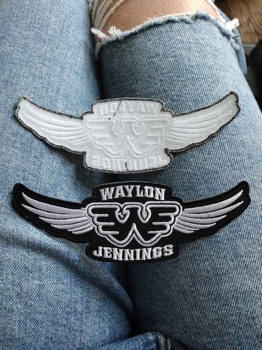 Customer photo review of Waylon Jennings Flying W Wings Patch