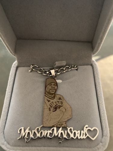 Customer photo review of Lovers Charm™ 18K Custom Engraved Necklace