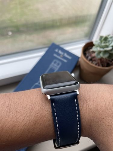Customer photo review of Le Petit Prince x Bluebonnet Italian Leather Apple Watch Band - Midnight Blue