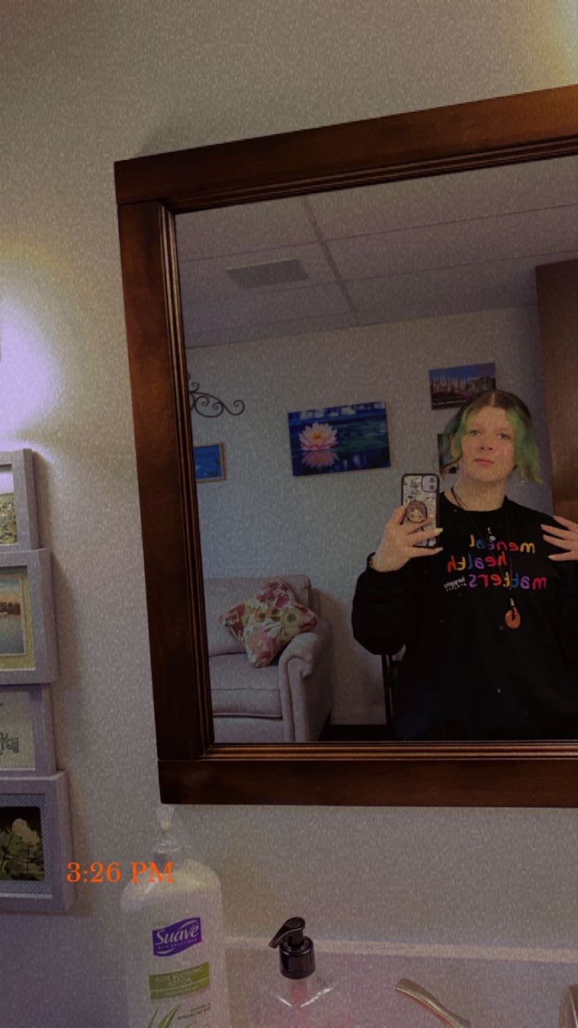 Customer photo review of Mental Health Matters Black Embroidered Crewneck