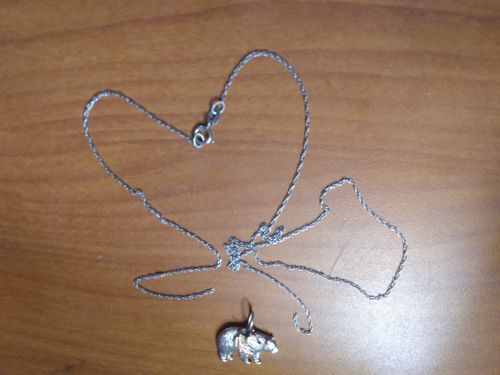 Customer photo review of Sterling Silver Black Hills Gold Bear  Pendant