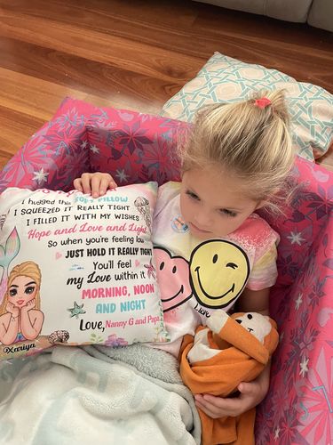 Customer photo review of Personalized Granddaughter Daughter Mermaid Hug This Pillow