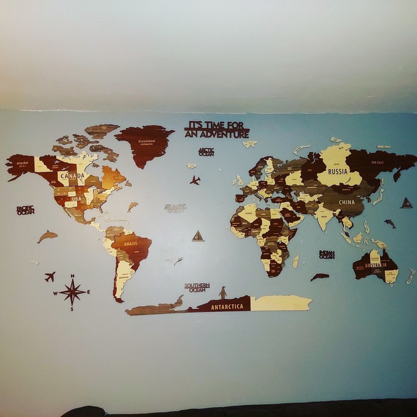 Customer photo review of 3D Wooden Multilayered World Map with States and Capitals v2
