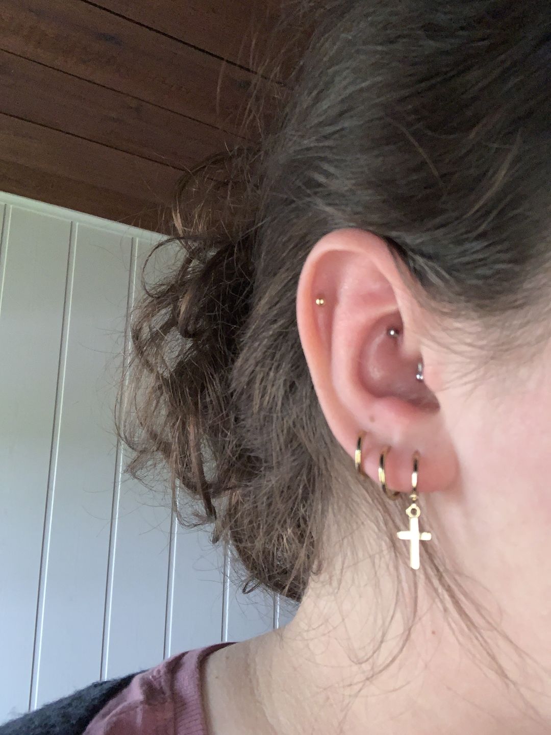 Customer photo review of Simple Labret Piercing Gold