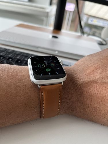 Customer photo review of The Executive French Leather Apple Watch Band - Barenia Tan