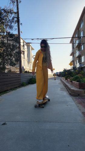 Customer photo review of 44" x 10" blank Bamboo Pintail Longboard Deck