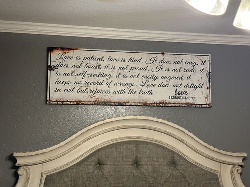 Customer photo review of 1 Corinthians 13 - Love Is Patient Rustic Sign