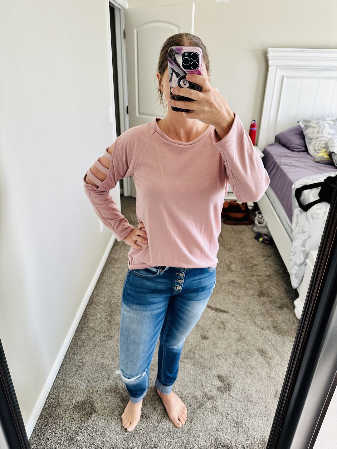 Customer photo review of Brigitte Brianna Slit Sleeve Sweatshirt