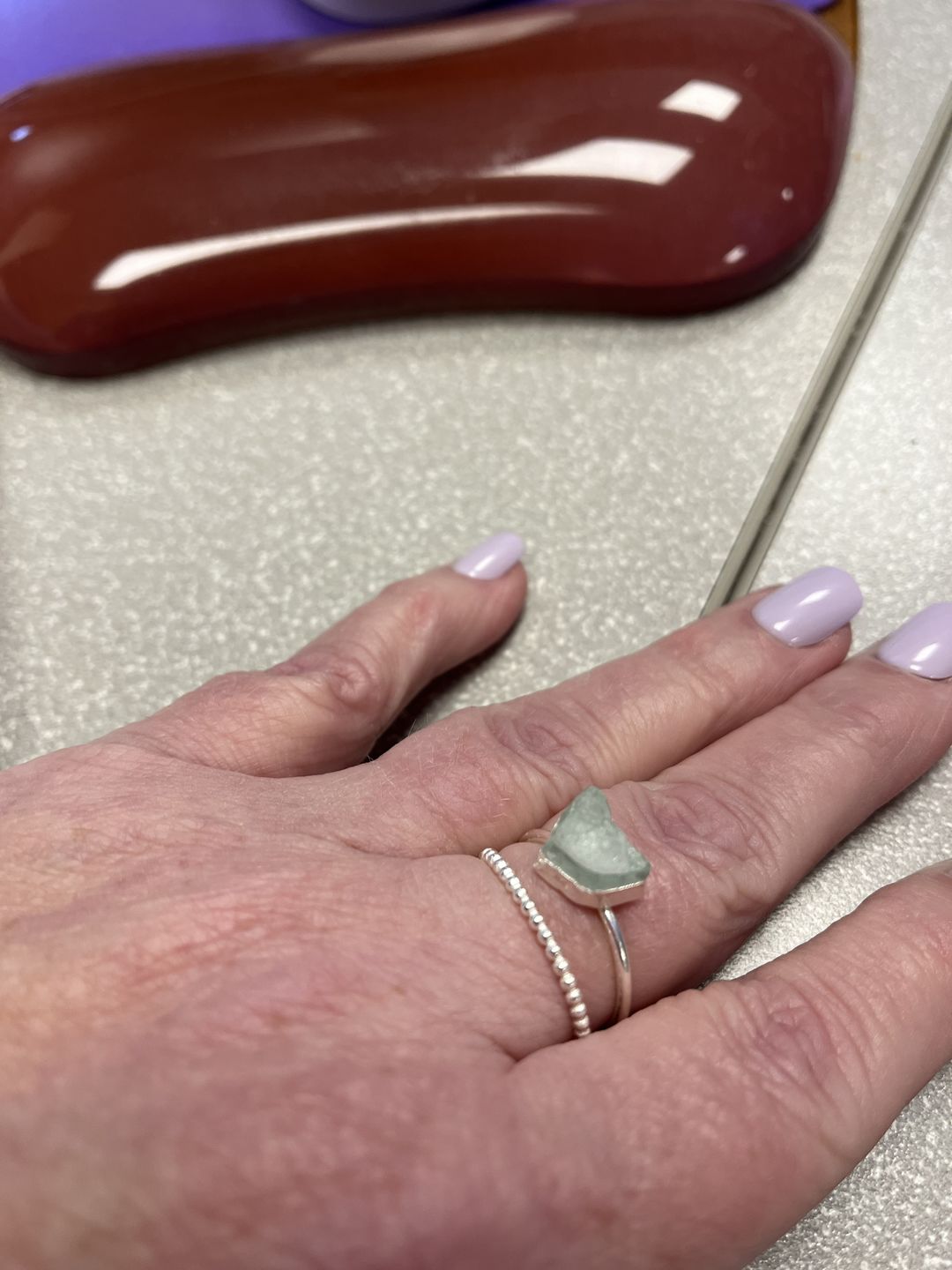 Customer photo review of Aquamarine Stacking Ring Set Sterling Silver