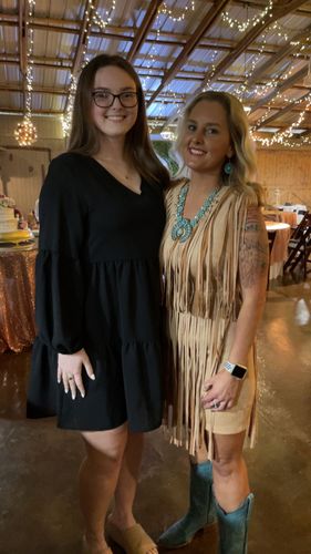 Customer photo review of Solid Color V-neck Fringed Dress