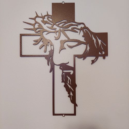 Customer photo review of Christ Cross - Custom Metal Sign - Christian Metal Wall Art, Christian Artwork