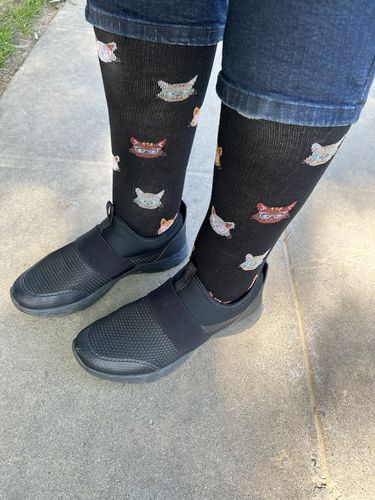 Customer photo review of Cats in Glasses | Knee-High Compression Socks For Women