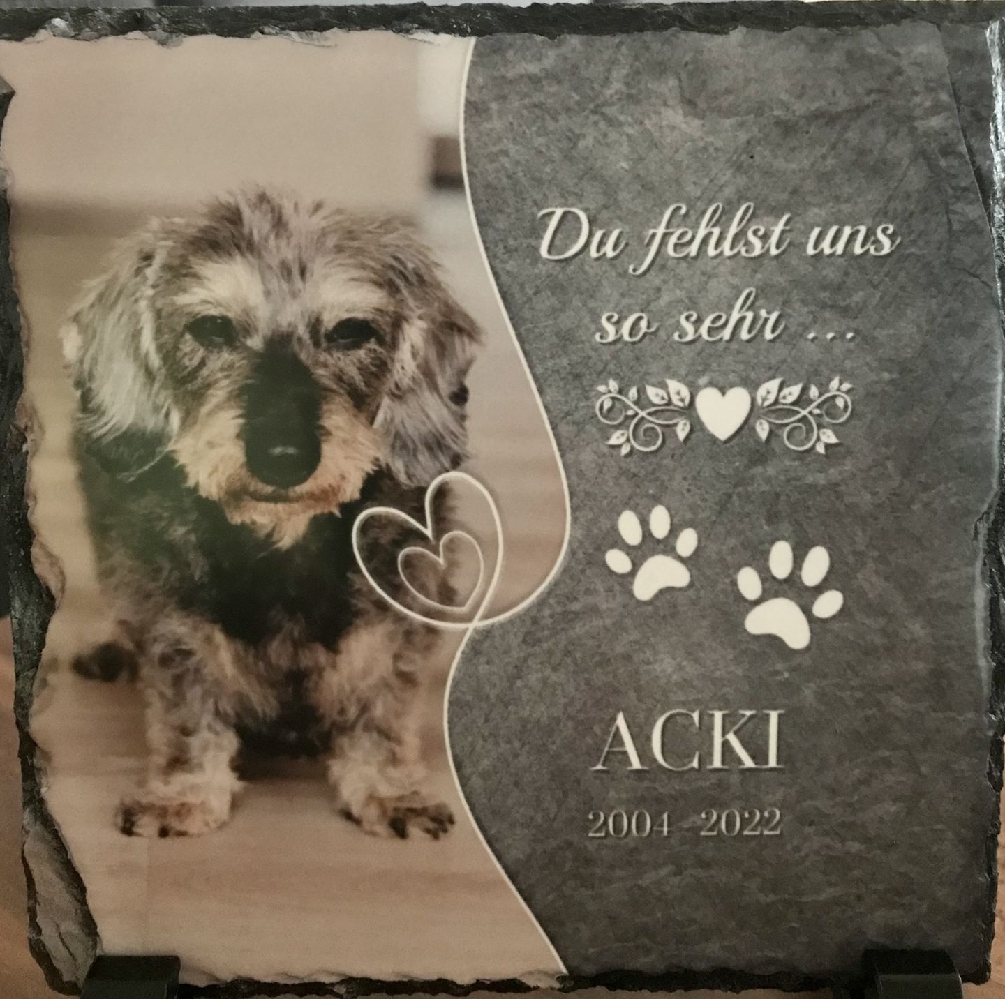 Customer photo review of Du fehlst uns - Individuelle Schieferplatte