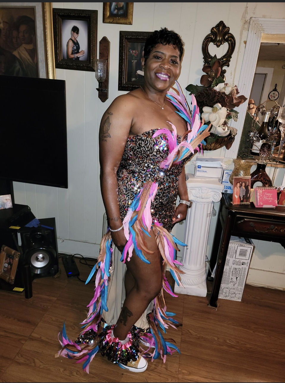 Customer photo review of Grandeur Feather Dress (Ready To Ship)