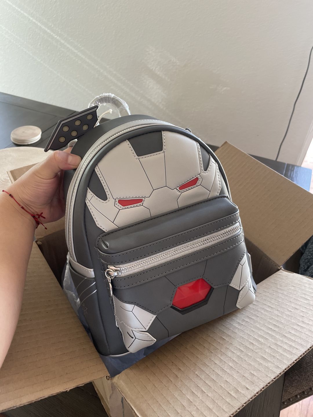 Customer photo review of Loungefly Marvel Winter Soldier Cosplay Mini Backpack